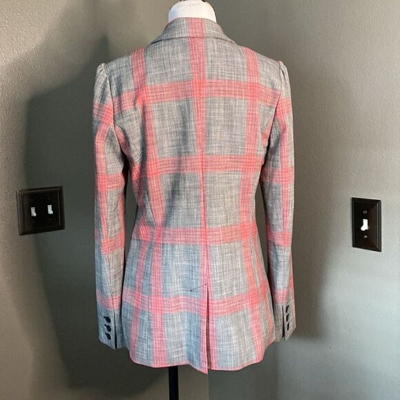 Halogen Pink Grey Black Large Print Plaid Blazer Jacket - Picture 9 of 12